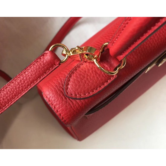 Hermes Kelly 28cm Retourne Bag In Red Clemence Leather