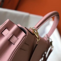 Hermes Kelly 28cm Retourne Bag In Pink Clemence Leather