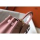 Hermes Kelly 28cm Retourne Bag In Pink Clemence Leather