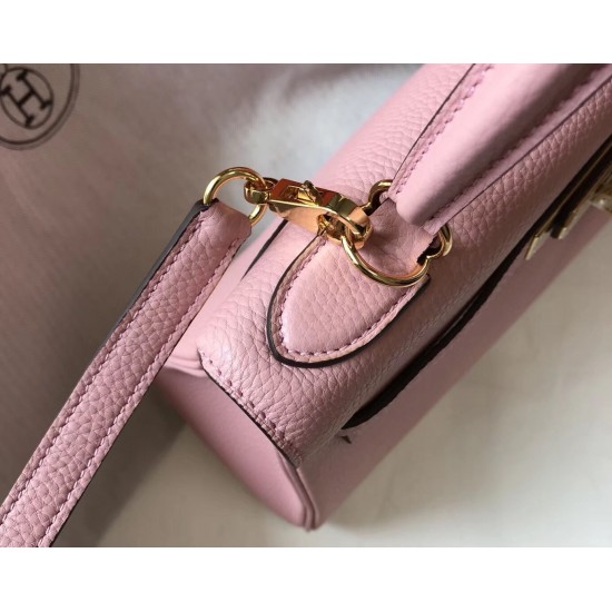 Hermes Kelly 28cm Retourne Bag In Pink Clemence Leather