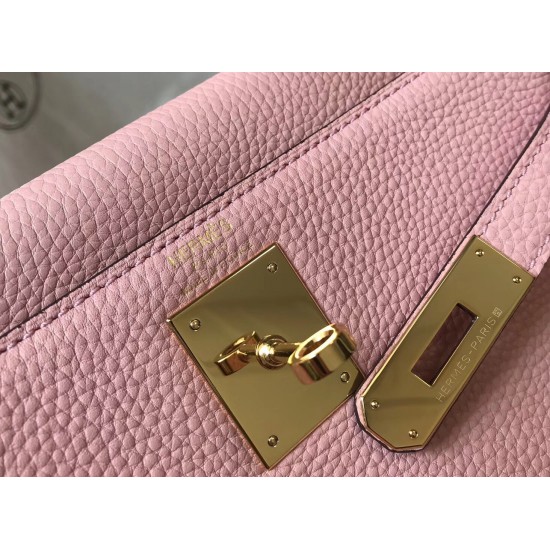 Hermes Kelly 28cm Retourne Bag In Pink Clemence Leather