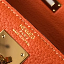 Hermes Kelly 28cm Retourne Bag In Orange Clemence Leather