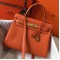 Hermes Kelly 28cm Retourne Bag In Orange Clemence Leather