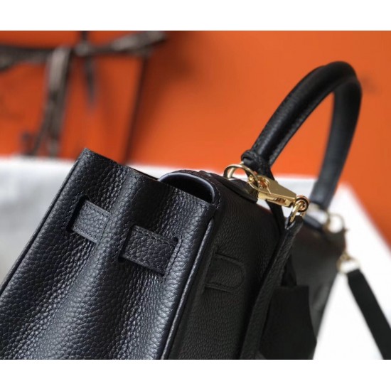 Hermes Kelly 28cm Retourne Bag In Black Clemence Leather