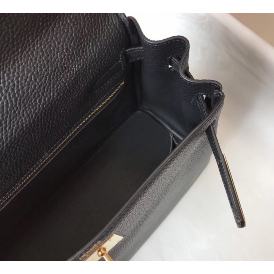 Hermes Kelly 28cm Retourne Bag In Black Clemence Leather