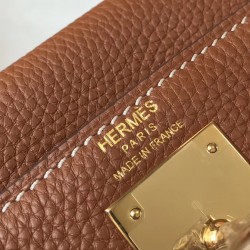 Hermes Kelly 28cm Retourne Bag In Gold Clemence Leather