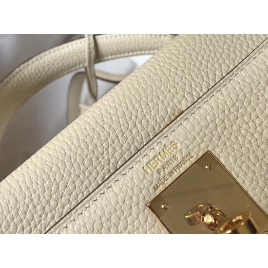 Hermes Kelly 28cm Retourne Bag In Beton Clemence Leather