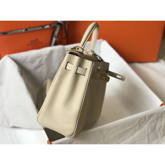 Hermes Kelly 28cm Retourne Bag In Beton Clemence Leather