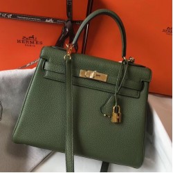 Hermes Kelly 28cm Retourne Bag In Canopee Clemence Leather