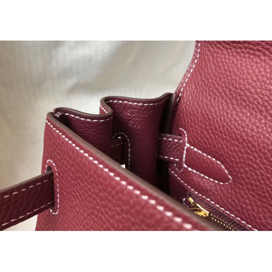 Hermes Kelly 28cm Retourne Bag In Bordeaux Clemence Leather