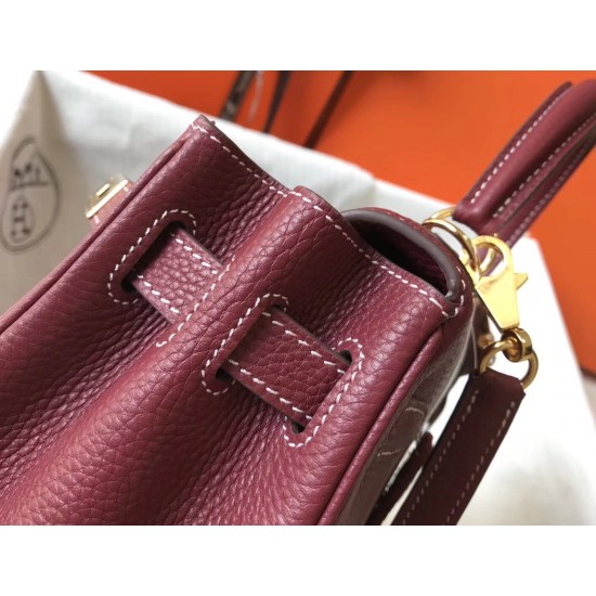 Hermes Kelly 28cm Retourne Bag In Bordeaux Clemence Leather