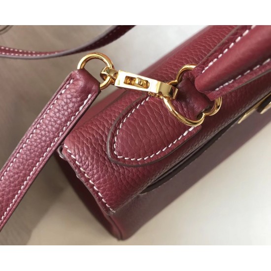 Hermes Kelly 28cm Retourne Bag In Bordeaux Clemence Leather