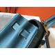 Hermes Kelly 28cm Retourne Bag In Blue Jean Clemence Leather