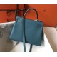 Hermes Kelly 28cm Retourne Bag In Blue Jean Clemence Leather