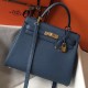 Hermes Kelly 28cm Retourne Bag In Blue Agate Clemence Leather