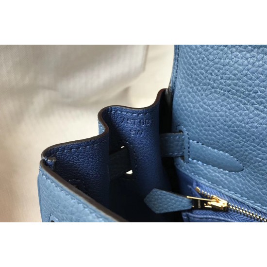 Hermes Kelly 28cm Retourne Bag In Blue Agate Clemence Leather