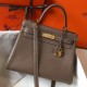 Hermes Kelly 28cm Retourne Bag In Taupe Clemence Leather