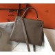 Hermes Kelly 28cm Retourne Bag In Taupe Clemence Leather