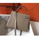 Hermes Kelly 28cm Retourne Bag In Tourterelle Clemence Leather