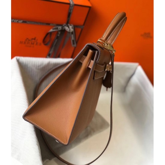 Hermes Kelly 28cm Sellier Bag In Brown Epsom Leather