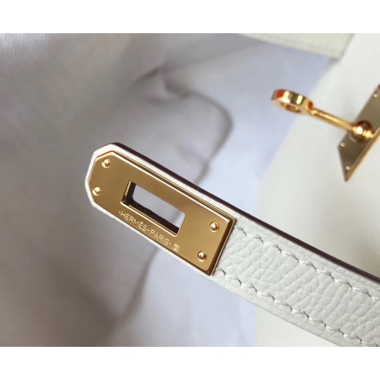 Hermes Kelly Mini II Bag In White Epsom Leather