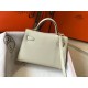 Hermes Kelly Mini II Bag In White Epsom Leather