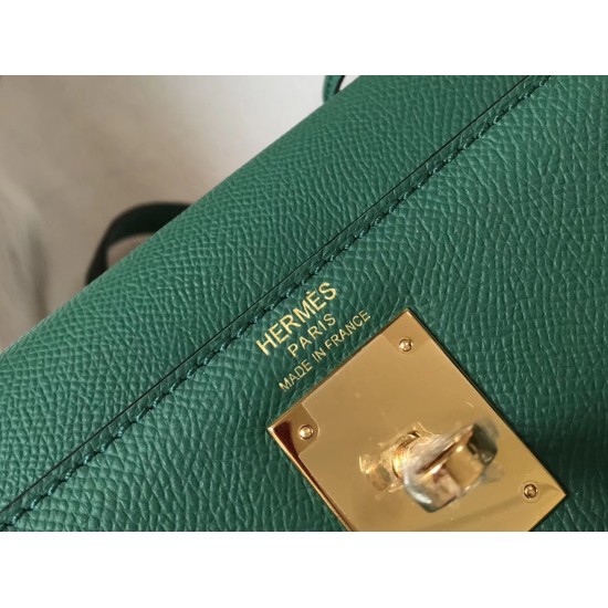 Hermes Kelly 28cm Sellier Bag In Malachite Epsom Leather