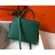 Hermes Kelly 28cm Sellier Bag In Malachite Epsom Leather