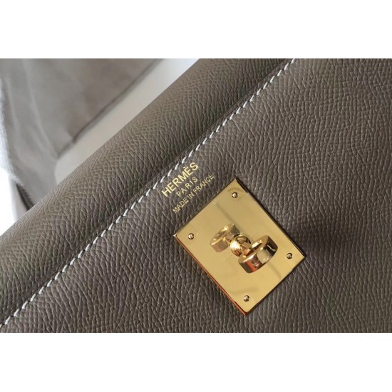 Hermes Kelly 28cm Sellier Bag In Taupe Epsom Leather