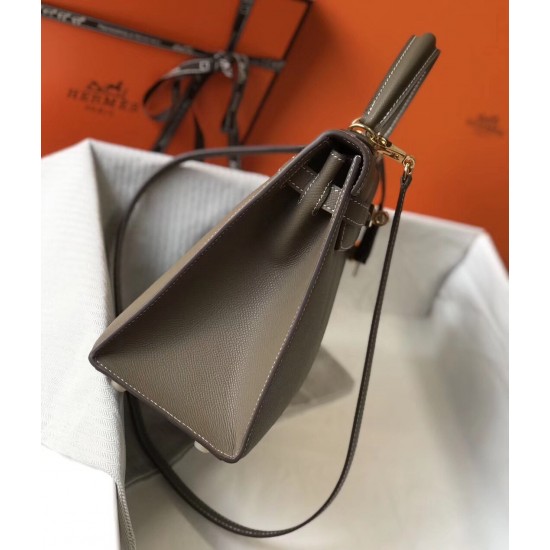 Hermes Kelly 28cm Sellier Bag In Taupe Epsom Leather