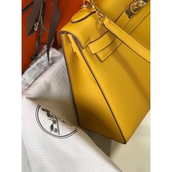 Hermes Kelly 28cm Sellier Bag In Yellow Epsom Leather