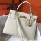 Hermes Kelly 28cm Sellier Bag In White Epsom Leather