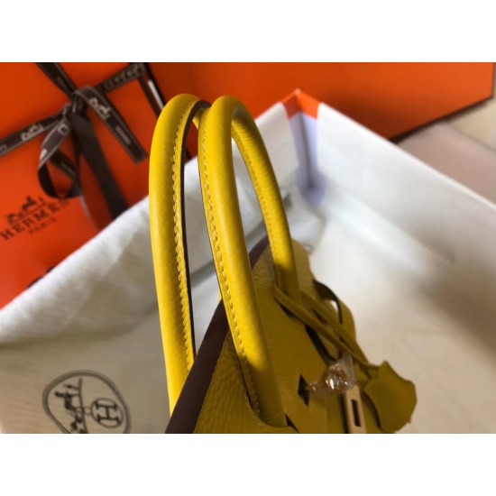 Hermes Birkin 25cm Bag In Soleil Clemence Leather