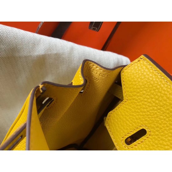 Hermes Birkin 25cm Bag In Soleil Clemence Leather