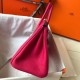 Hermes Birkin 25cm Bag In Rose Red Clemence Leather