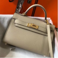 Hermes Kelly Mini II Bag In Gris Tourterelle Epsom Leather