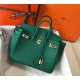 Hermes Birkin 25cm Bag In Malachite Clemence Leather