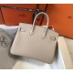 Hermes Birkin 25cm Bag In Argile Clemence Leather