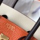 Hermes Tri-Color Birkin 25cm Bag In Orange/White/Black Clemence Leather