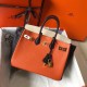 Hermes Tri-Color Birkin 25cm Bag In Orange/White/Black Clemence Leather