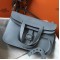 Hermes Halzan 31cm Bag In Blue Lin Clemence Leather