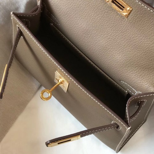 Hermes Kelly Mini II Bag In Taupe Grey Epsom Leather