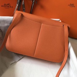 Hermes Halzan 31cm Bag In Orange Clemence Leather