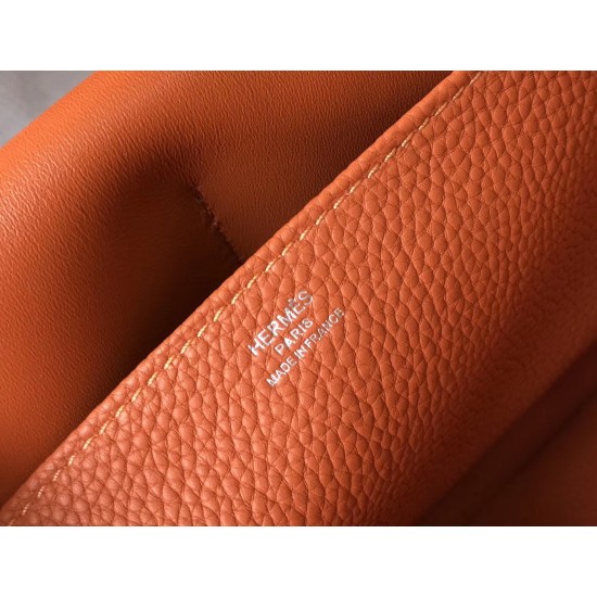 Hermes Halzan 31cm Bag In Orange Clemence Leather