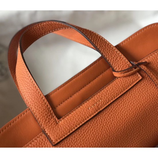 Hermes Halzan 31cm Bag In Orange Clemence Leather