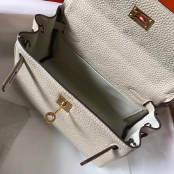 Hermes Mini Kelly 20cm Bag In Craie Clemence Leather