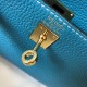 Hermes Mini Kelly 20cm Bag In Blue Jean Clemence Leather