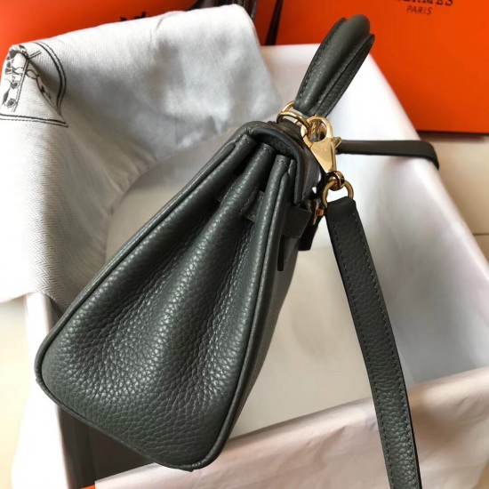 Hermes Mini Kelly 20cm Bag In Canopee Clemence Leather