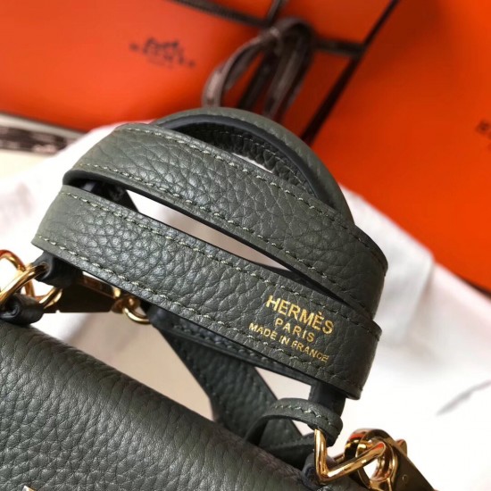 Hermes Mini Kelly 20cm Bag In Canopee Clemence Leather