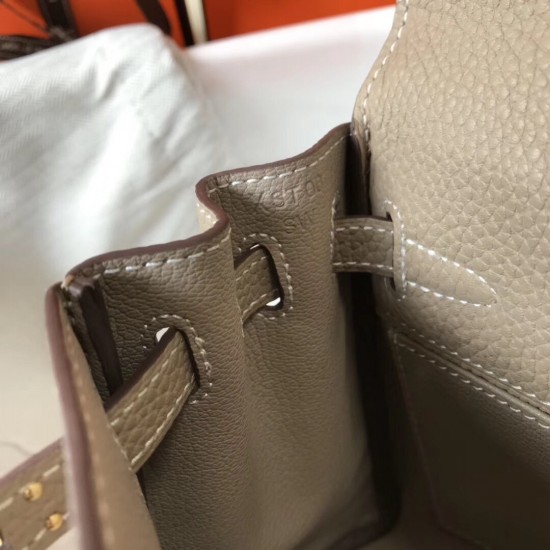 Hermes Mini Kelly 20cm Bag In Grey Clemence Leather